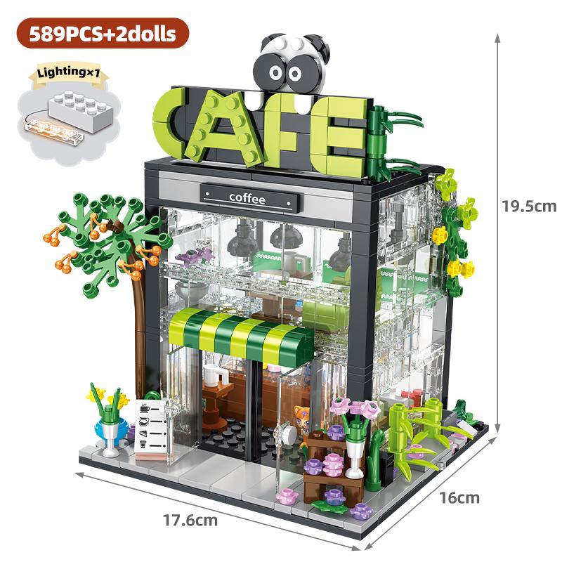 City Street View Building Blocks Set DIY Brick Flower Coffee Shop MOC Camping Tent Model Architecture Figures Toys for Kids Gift