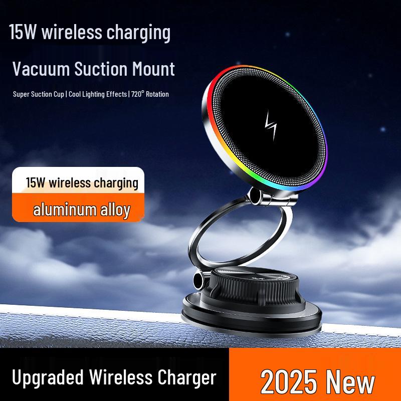 Magnetic Suction Cup Car Phone Holder with Wireless Charging