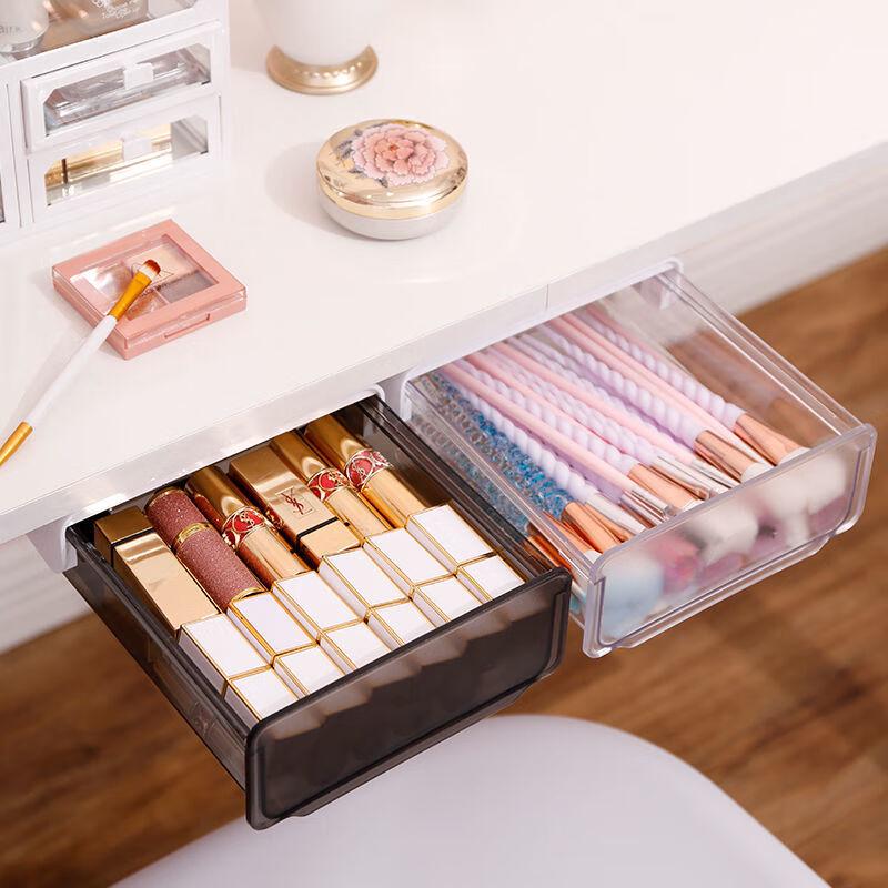 Under-Desk Transparent Adhesive Drawer: Large Hidden Storage Box for Office Desks