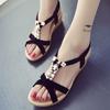 Fashion Women's Sandals Wedges Heel Sabot Ladies Shoes Beige Roman Style Pearl Outdoor Sandal On Offer And Premium Asian Size Vip
