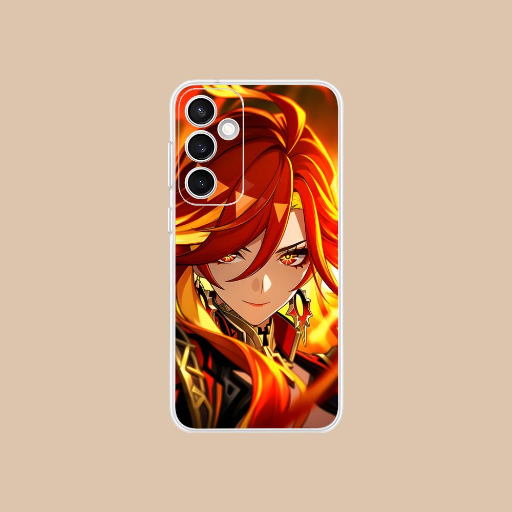 Game GI Mavuika Clear Mobile Phone Case for Samsung Galaxy S25 S24 S23 S22 S21Plus FE Ultra Colorful Cover