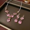 Fashion Trend Pink Butterfly Zircon Jewelry Set: Elegant Earrings & Necklace with Flowing Design