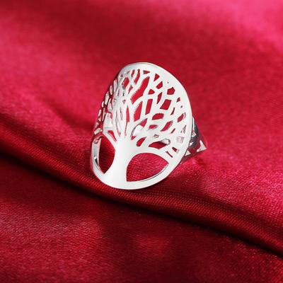 925 Sterling Silver Tree Circular Ring Fashionable Wedding Jewelry