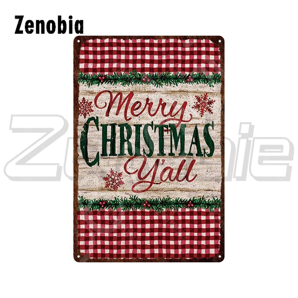 Christmas Metal Sign Santa Claus and Snowman Vintage Tin Sign Metal Plate Holiday Merry Christmas New Year Home Wall Decoration