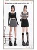 Women's Gray High-Waist A-Line Skirt - Slim Fit, Trendy Short Skirt for Spring and Autumn