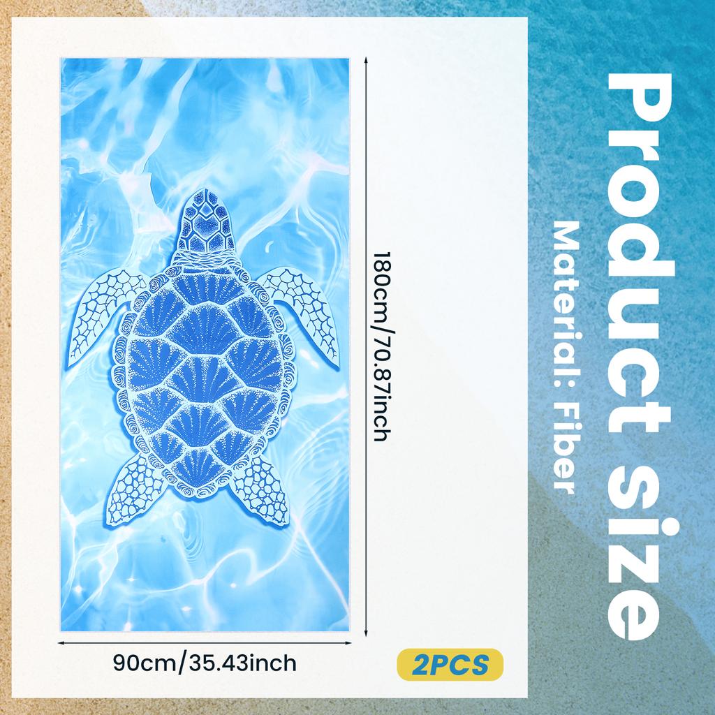 2 Pcs 180cm Turtle Microfiber Beach Towel Absorbent Quick Dry Soft Yoga Swimming Outdoor Sports Gym Shower Towel