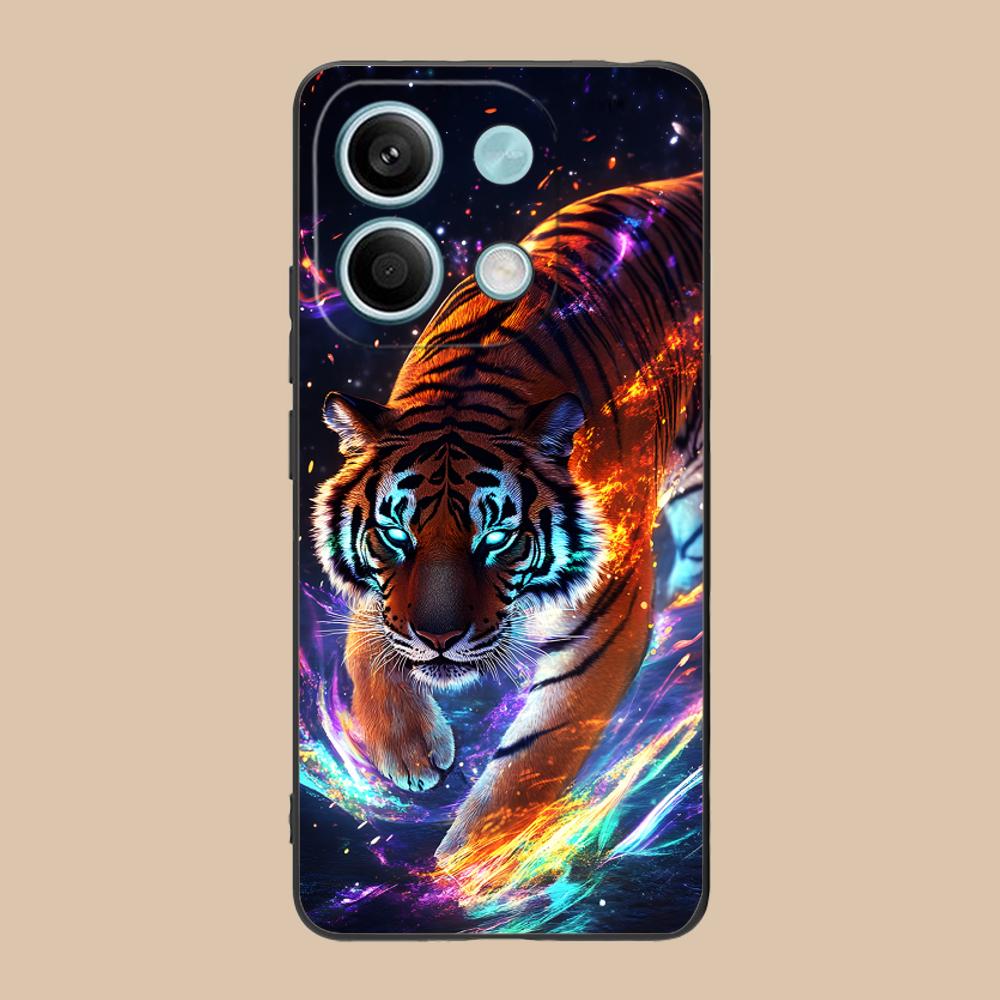 Tiger Neon Mobile Cell Phone Case for Xiaomi 15 14 13 12 Mi 11 T Ultra Lite Pro S X 5G Colorful Printing Cover Luxury Pretty