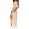 Damen Sexy One-Shoulder Cutout Plissee Maxi Kleid Ärmellos Hoher Schlitz Formell Abendparty Brautjungfernkleider