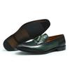 FELIX CHU Men's Genuine Leather Handmade Loafers Green/Black Tassel Dress Shoes Autumn Wedding Moccasin Party Footwear