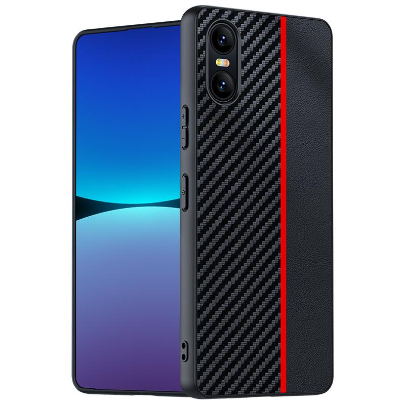 Suitable for Sony Xperia 10VI mobile phone case Fiber Kevlar pattern anti-drop ultra-thin Sony leather case protective case sony xperia10-vi красный