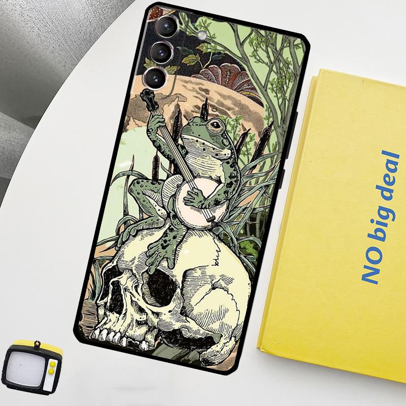 Vintage Retro Frog Mushrooms Phone Case For Samsung Galaxy S25 Ultra S20 S21 S22 S23 Plus S24 Ultra S9 S10 S25 FE Cover