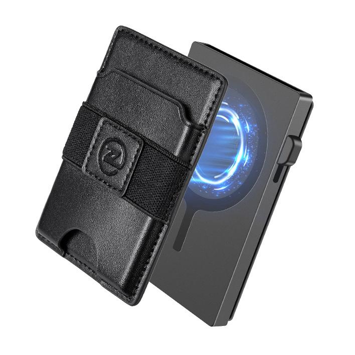 Geantă Nouă pentru Carduri de Bărbați RFID Capacitate Mare Cutie Automată pentru Carduri Multifuncțională Portabilă Magnetică Geantă pentru Carduri de Telefon Mobil Portofel din Piele