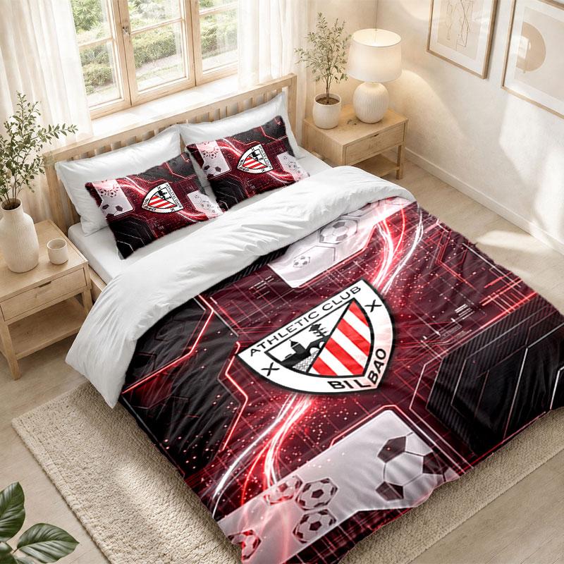 Bedding Set 1 Duvet Cover 2 Pillowcases Athletic Bilbao Football Print Bedroom Home Decoration