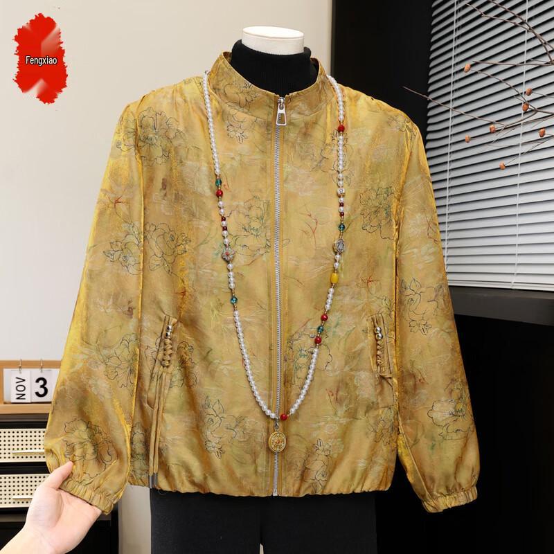 Elderly Women s Loose Fit Stand Collar Zip-Up Shirt Jacket 5XL