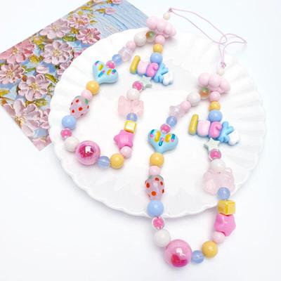 Kitsch Pink Pop Cloud Heart Bead Keyring Keyholder