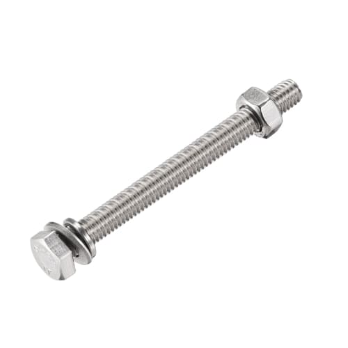 uxcell Hex Bolts, Nuts, Hex Head Screws, Flat & Lock Washer Kit, 304 Stainless Steel, Full Hex Bolt Thread, M6 X 70mm, 10-Pack