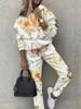 1116 New Women's Clothing European and American Spring and Autumn Floral Printing Casual Long-sleeved Sports Suit