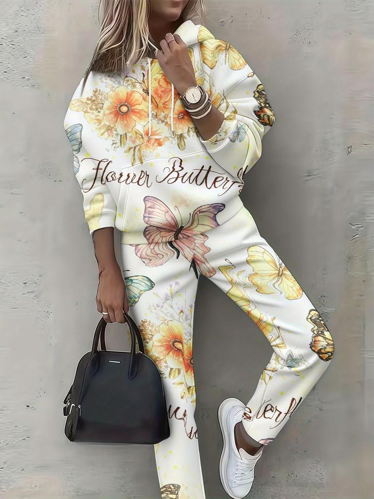 1116 New Women's Clothing European and American Spring and Autumn Floral Printing Casual Long-sleeved Sports Suit