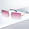 Women's Sunglasses Retro Sunglasses for Women Men Tinted Lens Metal Frame Vintage Rimless Rectangle Glasses UV400 Protection