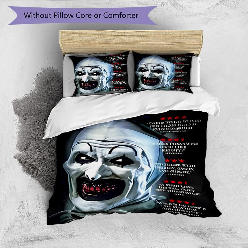 3pcs Art the Clown Terrifier1 pattern bedding set duvet cover set includes duvet cover &pillowcases, perfect all season bedroom decoration & gift