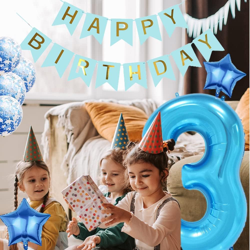 Balloons,12pcs 9th Birthday Party Balloon Decorations Happy Birthday Banner Number 9 Balloon Star Foil Balloon Helium Blue Confetti Balloon Perfect