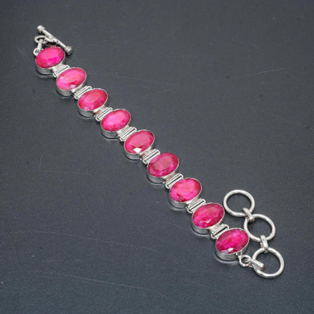 Kashmir Ruby Bracelet Kashmir Ruby Gemstone Handmade 925 Sterling Silver Bracelet Kashmir Ruby Bracelet For Kashmir Ruby Gift For Mother