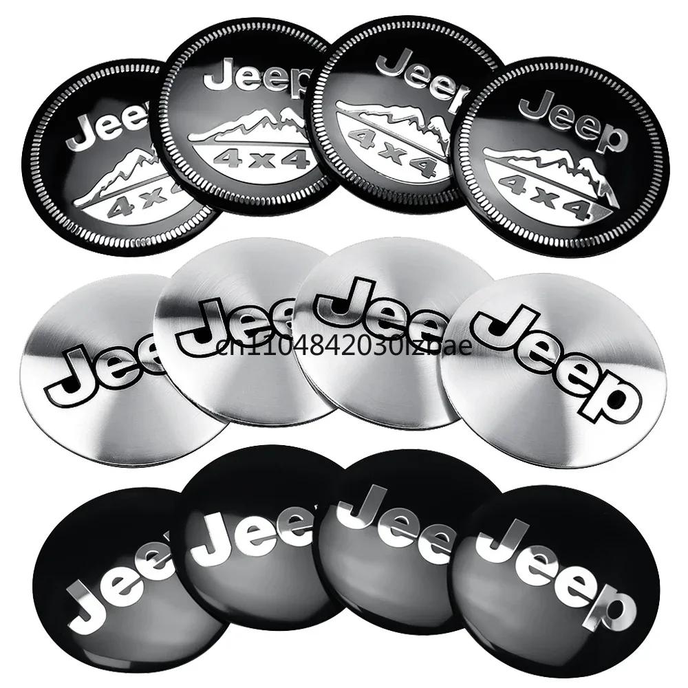 For Jeep Compass Renegade Wrangler JK Patriot Grand Cherokee Rubicon Patriot 4pcs 56mm Car Wheel Center Cover Sticker Hub Cap