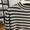 Sweater for Women Winter Thickened Pullover Stripes Warm Knitted Stretchy Long Sleeve Oversize Jumper Sweater Tops