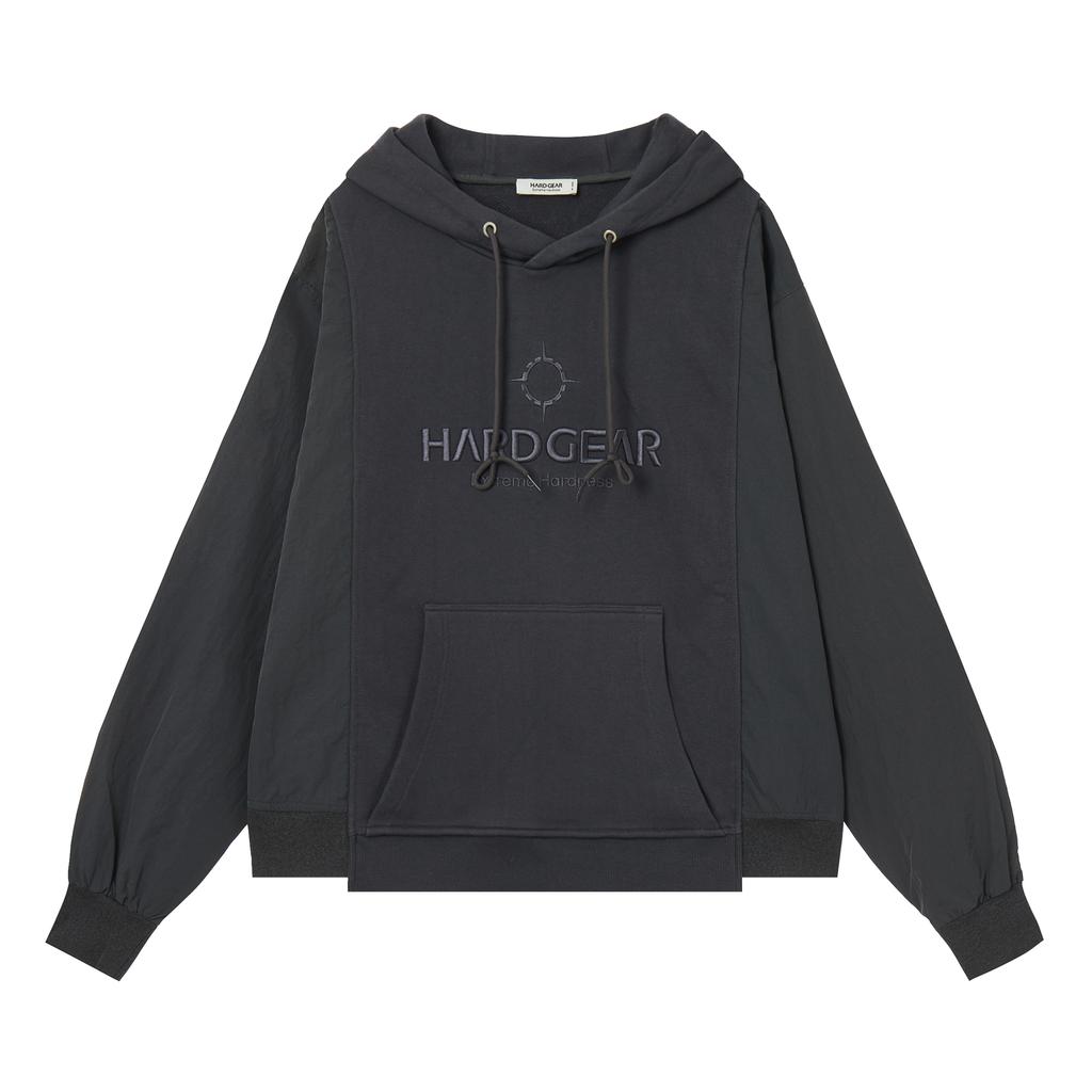 Nylon Block Hoodie Charcoal