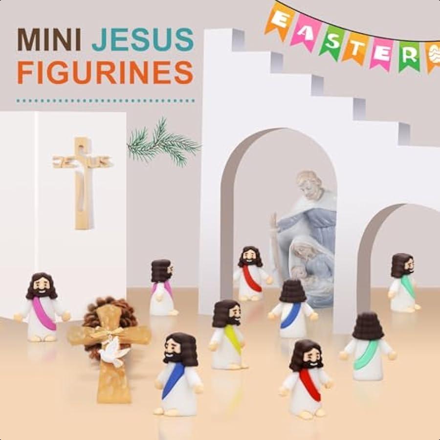 20 Pcs Little Jesus Figures Mini Jesus Figurines In Bulk Tiny Jesus Figures Mini Plastic Figures Bible Figures for Easter Relig