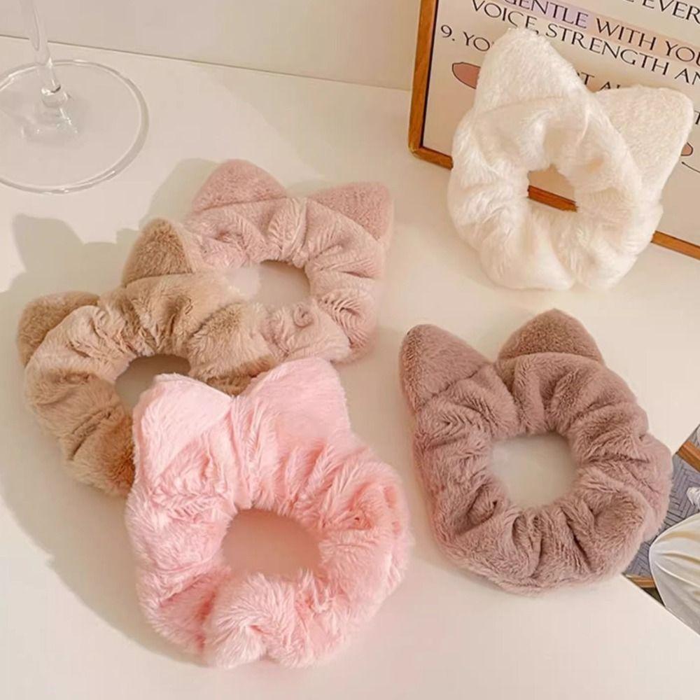 Plush Rubber Band Cat Ear Shaped Hair Band Cute Hair Tie