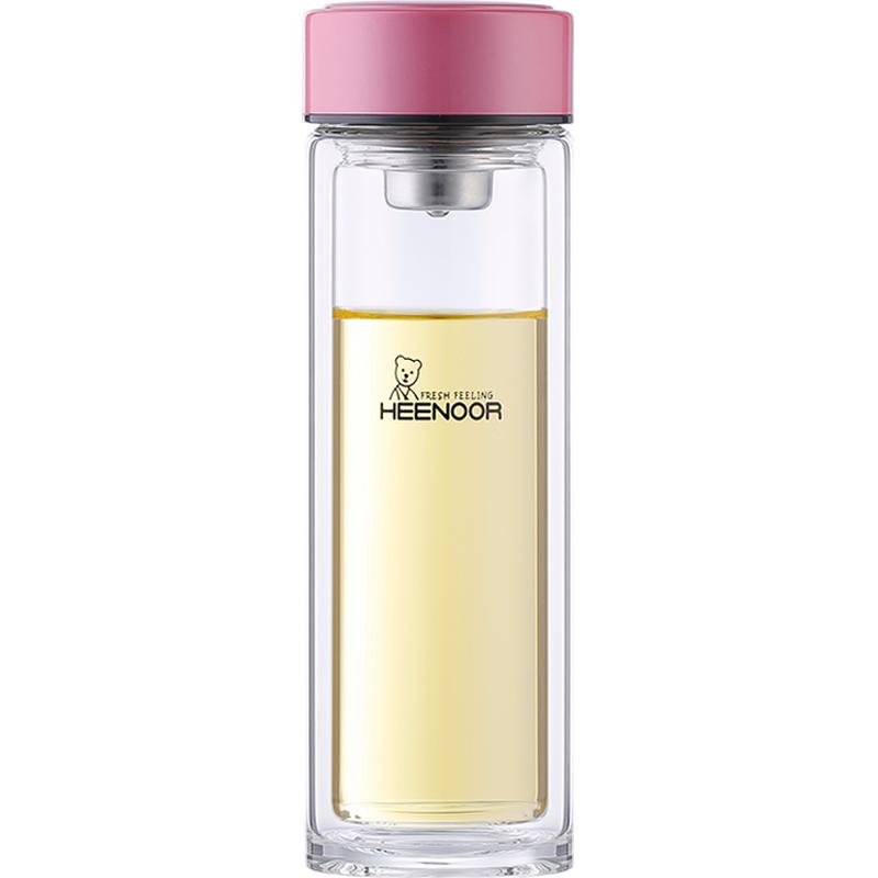 HEENOOR Double-Wall Glass Tea Infuser Bottle