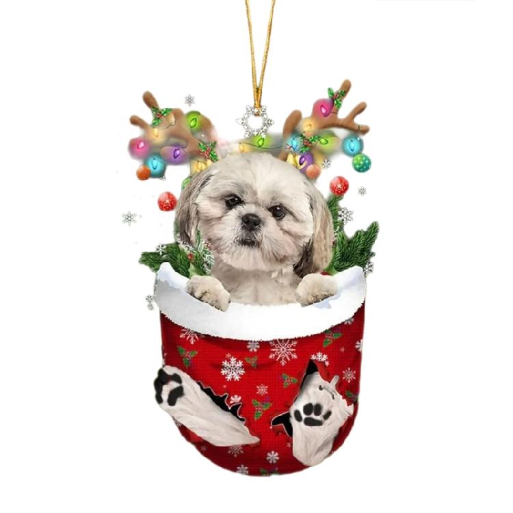 Unique Doggy Christmas Tree Hangers Festival Dog Shape Christmas Tree Hanging Ornament Acrylic Hanging Decoration