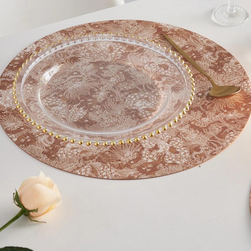 Embossed PVC Placemat Insulation Pad, Anti-Scald Table Protector, Oil-Resistant Leather Dining Mat, Bowl Pad for Kitchen Use
