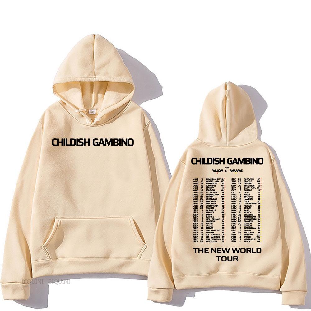 The New World Tour Hoodies Childish Gambino Singer Sweatshirts Warm Long Sleeve Sudaderas Men Clothing Top