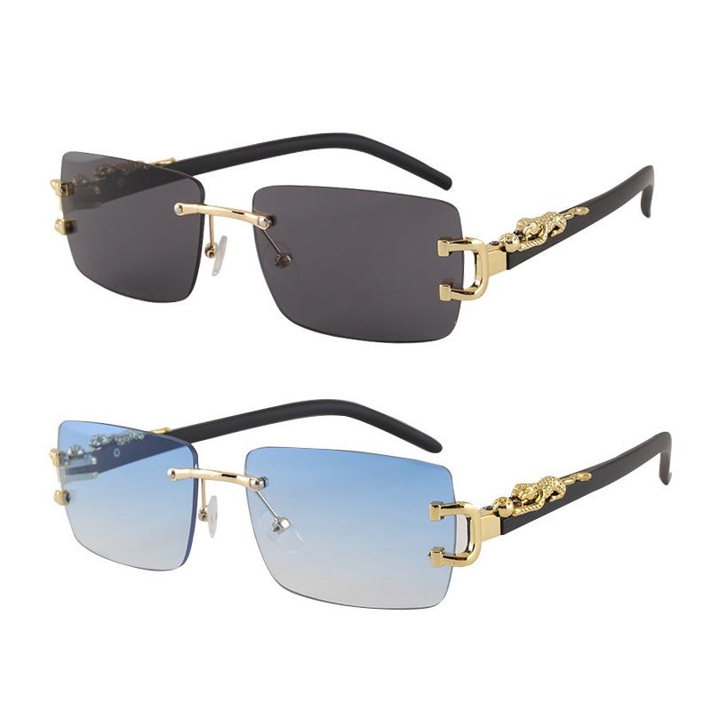 2Pcs/set Fashionable Frameless Sunglasses Women Men Small Rectangular Personalized Sunglasses for Daily Life Vintage Sun Glasses