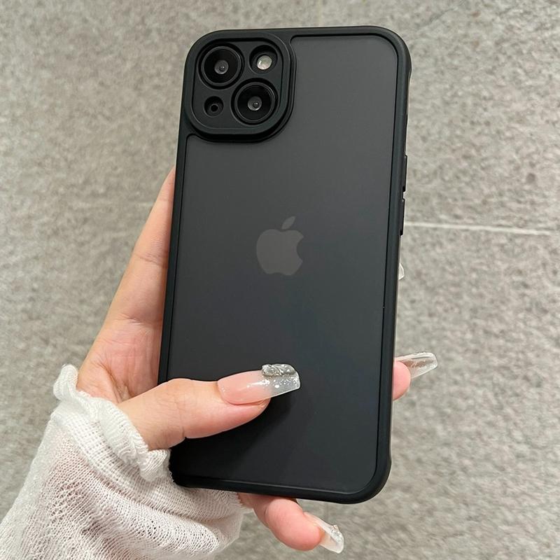 Luxury Matte Black Phone Case For iPhone 12 13 14 15 16 17 Pro Max Plus Air Transparent Shockproof Bumper Back Cases Cover
