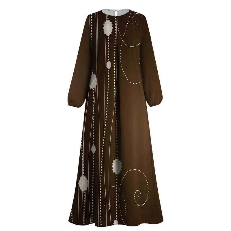 

Черное платье, с длинным рукавом, элегантное и облегающее, с креативным белым цветочным узором, демонстрирующее элегантный стиль мусульманских платьев 5XL синий