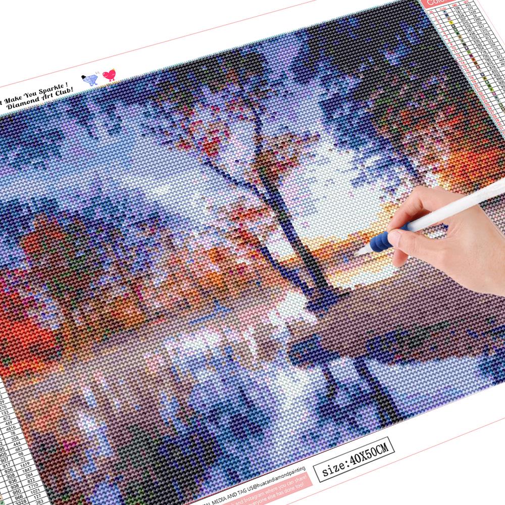 DIY Diamond Painting Forest Scenery Full Drill Landscape Rhinestone Cross Stitch Kits Handmade