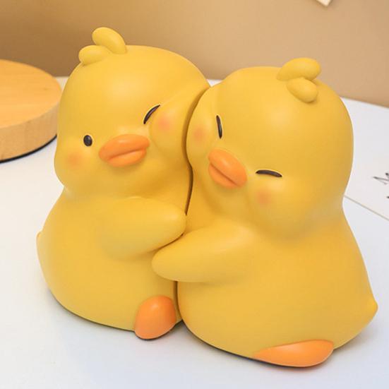 1 წყვილი Hug Duck Book End Cartoon მოცურების საწინააღმდეგო Heavy Duty Resin Craft Home Office Desktop Book Stopper Holder ცხოველთა ორნამენტი ფიგურა ფიგურა ქანდაკება