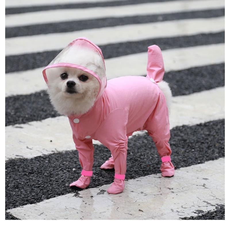All-inclusive Pet Cat Dog Four-legged Raincoat Rain Shoes Teddy Bear French Bulldog Outdoor Dog One-piece Raincoat Waterproof Supplies