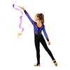 Mädchen Ganzkörper Strass-Leotard Rundhalsausschnitt Langarm Kontrastfarben-Print Steg-Jumpsuit für Gymnastikwettkampf Training