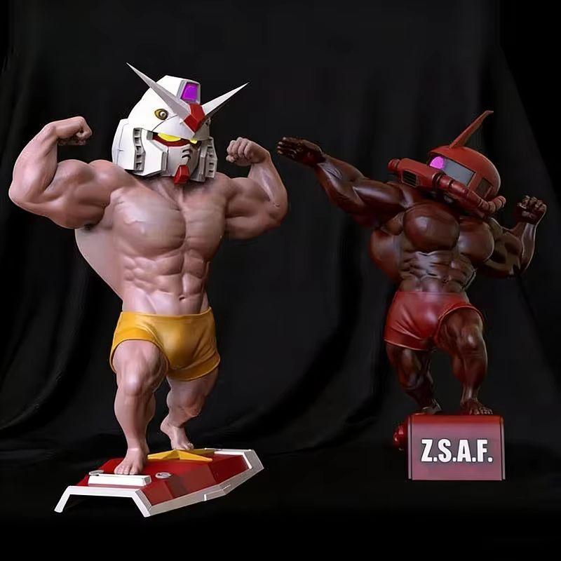 18cm Big Muscle Gunpla EVA Unit 01 LED Light Up Bodybuilding Statue RX-78 Zaku Sazabi Nu Yuanzu Action Figures Boys Toy Gifts