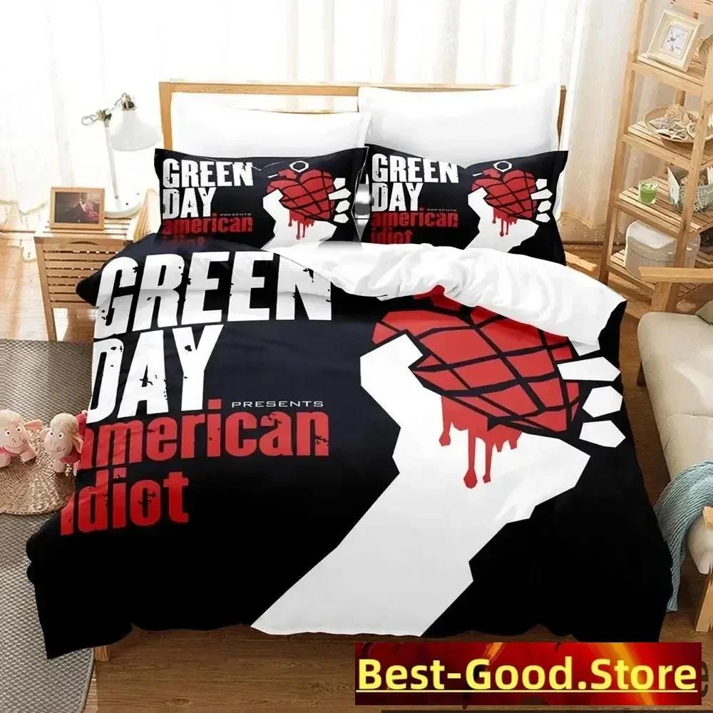 3D Tisk American Idiot Green Day Tištěná Ložní Sada Povlak na Přikrývku Povlak na Polštář Ložní Sada Ložní Prádlo Prostěradlo Přikrývka Plná Velikost Queen