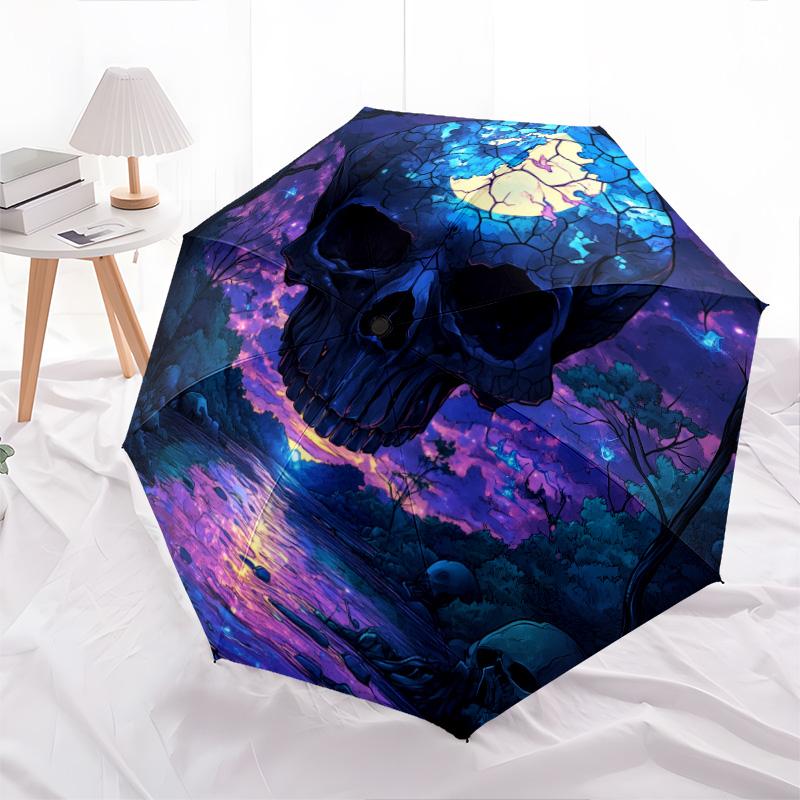 Purple Pattern  Pattern, Automatic Folding Umbrella, Portable and Foldable Design, 8 Ribs, a Christmas or Birthday Gift.