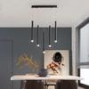 LED Restaurant Pendant Lamp Nordic Long Downlight Kitchen Dining Room Table Modern Black Hanging Chandelier Office Cafe Lighting