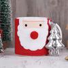 Christmas Ceramic Mug with Knitted Santa Sleeve & Tree Tea Infuser Festive Tea Cup Set Xmas Gift for Tea Lovers