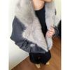 Old Money Style Wolf Constellation Cotton Hooded Jacket: Unisex Winter Outerwear with Velvet, Thick and Loose Fit.