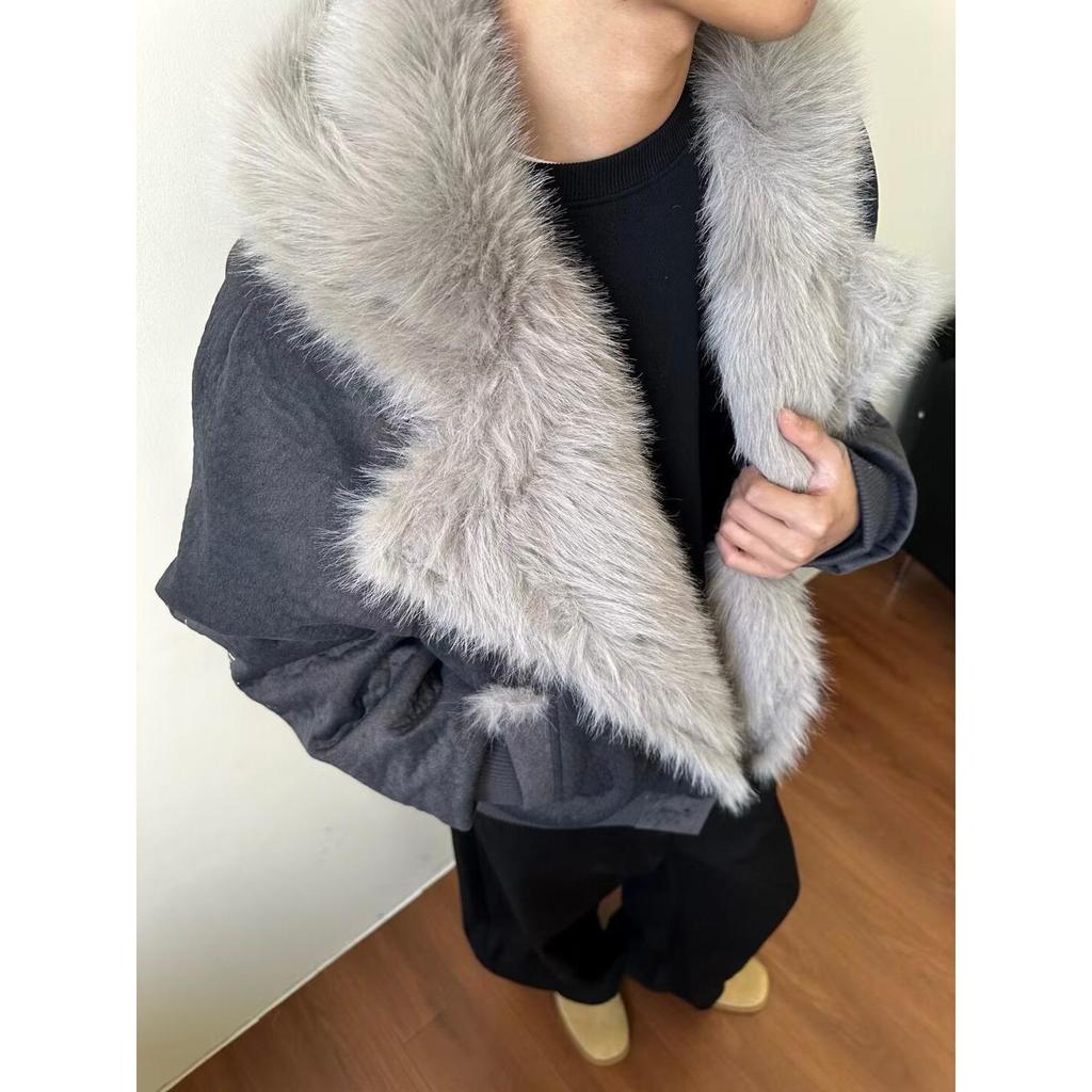 Old Money Style Wolf Constellation Cotton Hooded Jacket: Unisex Winter Outerwear with Velvet, Thick and Loose Fit.