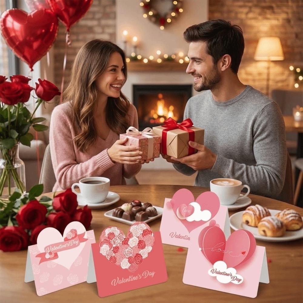 10Pcs High Quality Heart-shaped Greeting Cards Handwritten Blank Gift Card Foldable Message Cards Wedding Couples